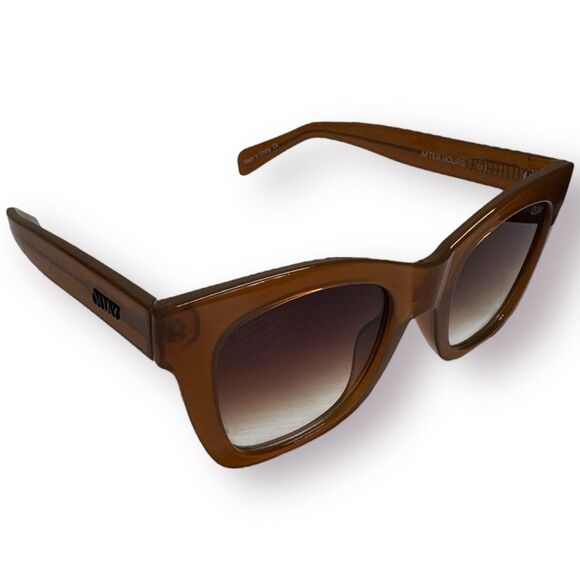QUAY After Hours 111 Sunglasses Crystal Caramel Smoke Taupe Gradient Lenses Rare - Picture 6 of 10